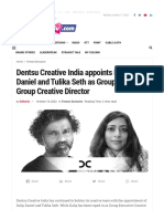 Dentsu Creative India Appoints Dalip Daniel and Tulika Seth As Group ECD & Group Creative Director