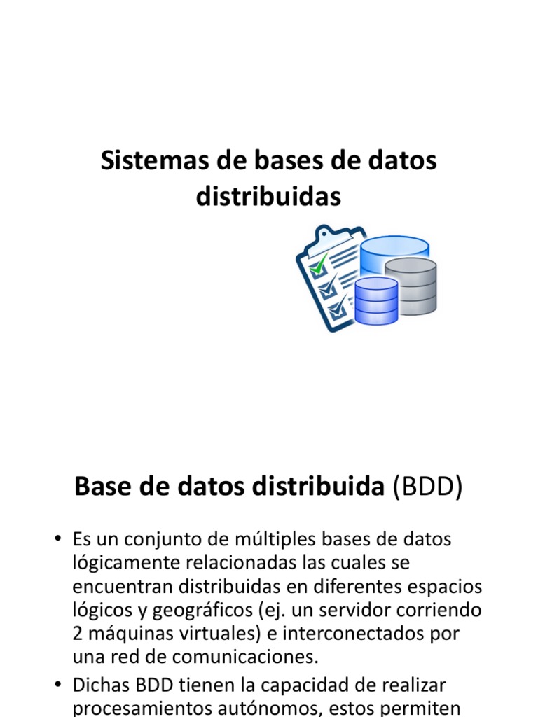 Base de Datos Distribuida Parte 1 PDF Bases de datos Tecnologías