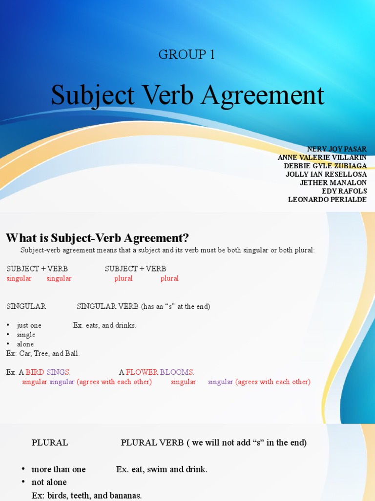 Subject Verb Agreement | PDF | Grammatical Number | Subject (Grammar)