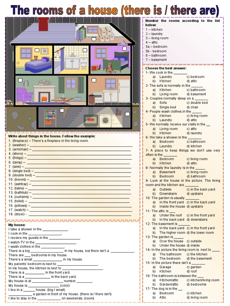 Rooms of The House There Be Grammar Drills Picture Description ...