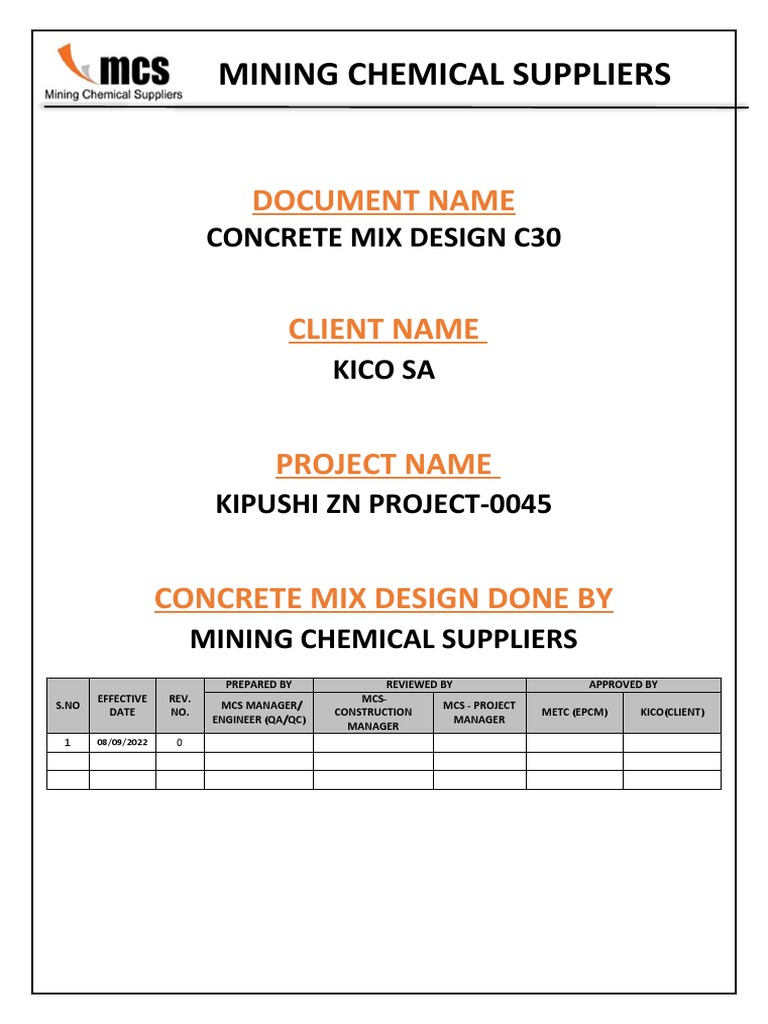 Concrete Mix Design C30 MMRR PDF