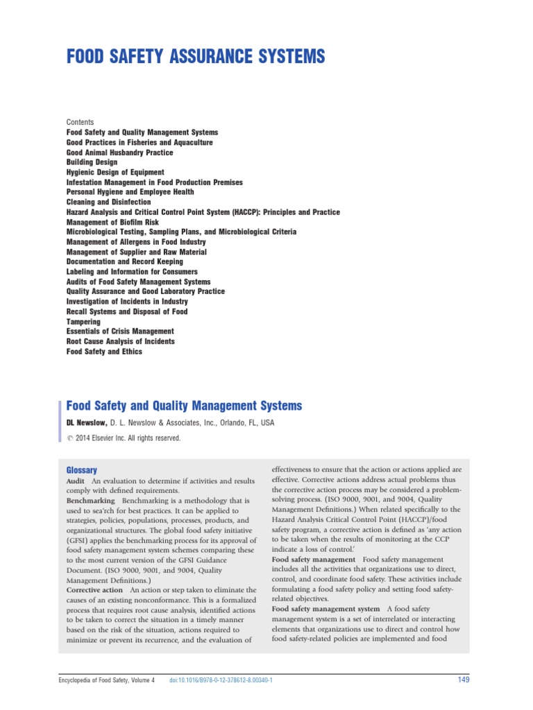 Food Safety Assurance Systems Pdf Iso 9000 Hazard Analysis And