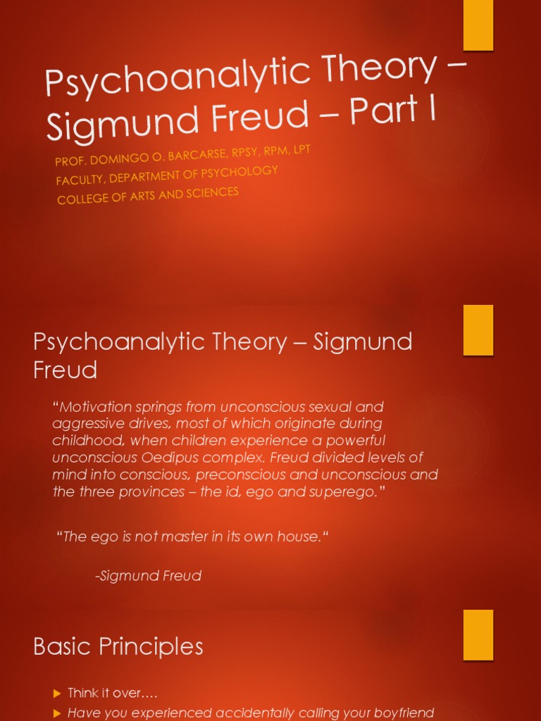 Lesson 3. Sigmund Freud Psychoanalytic Theory Part I | PDF | Id ...