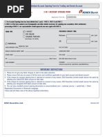 Resident Individual Account Opening Form For Trading and Demat Account