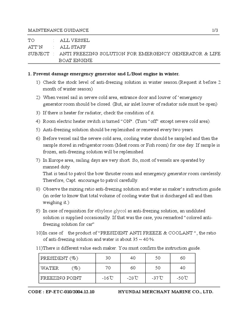 07 10 ep etc 010 e anti freezing solution for emergency generator