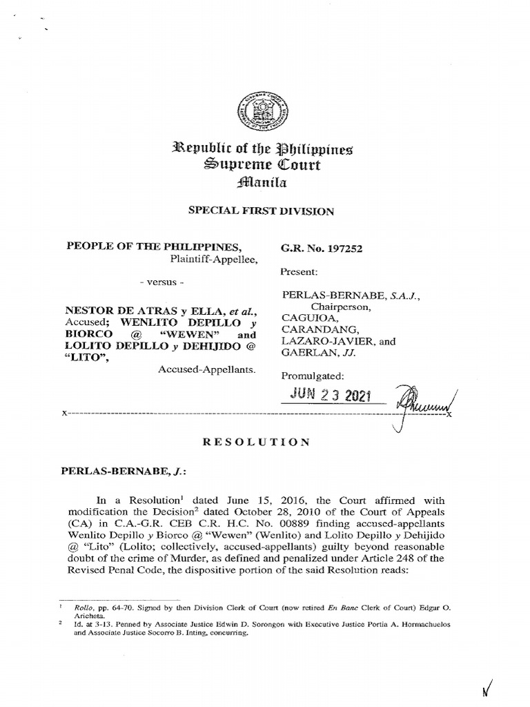 Supreme Court Ruling on Murder Case | PDF | Statute Of Limitations ...