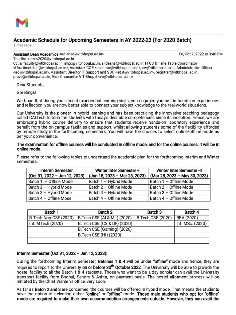 Korean Academic Schedule