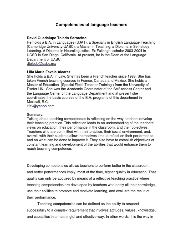 View of Arabic Language Teacher Competencies | PDF | Teaching Method | Language ...