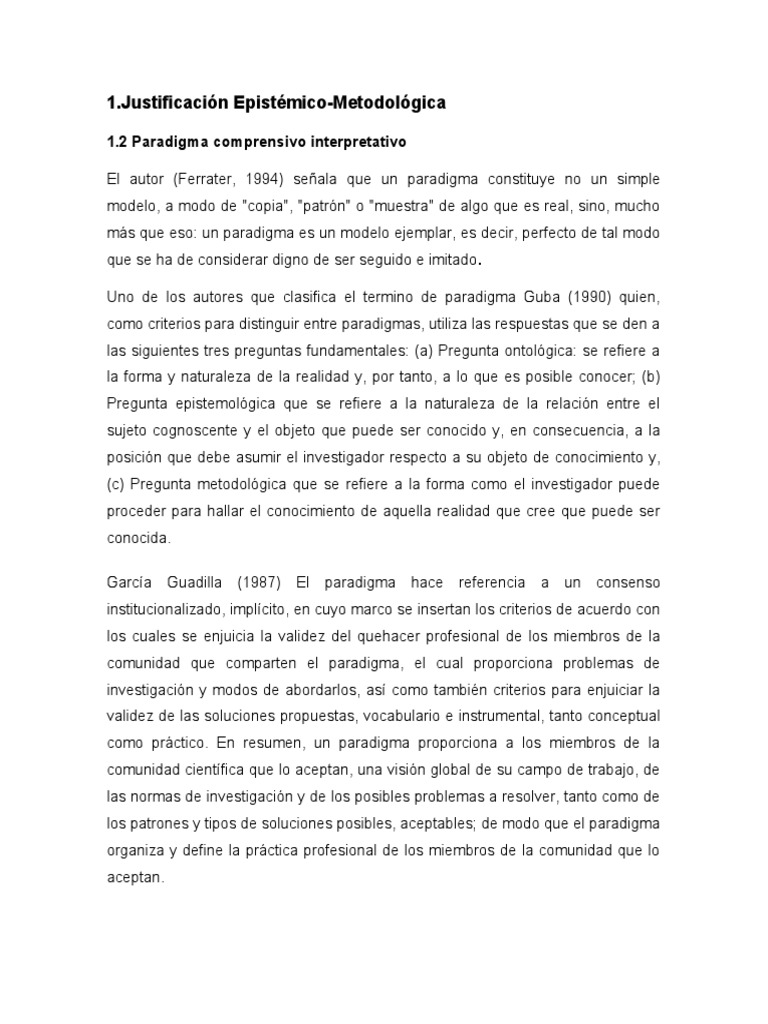 ón Epistémico-Metodológica:  Paradigma Comprensivo  Interpretativo | PDF | Paradigma | Muestreo (Estadísticas)