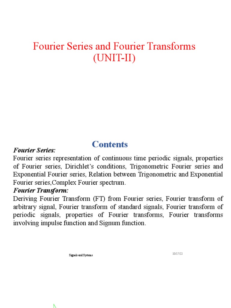 Fourier Series and Transforms Overview | PDF | Fourier Series | Fourier ...