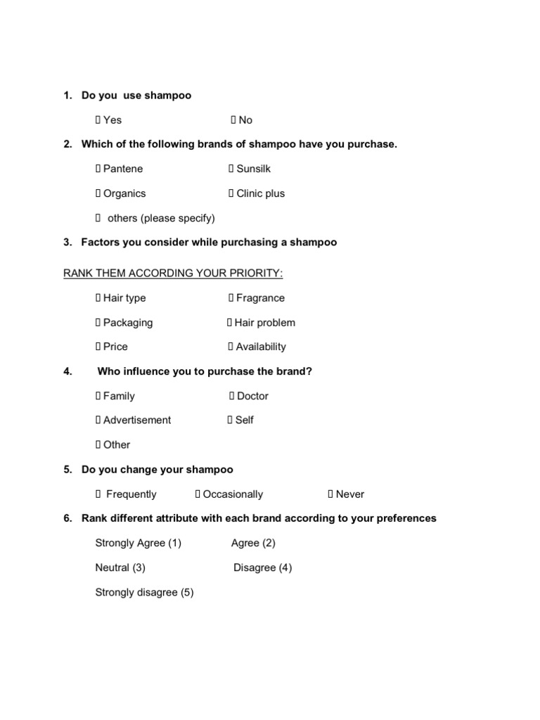 Consumer Behaviour Questions Brand Survey Methodology