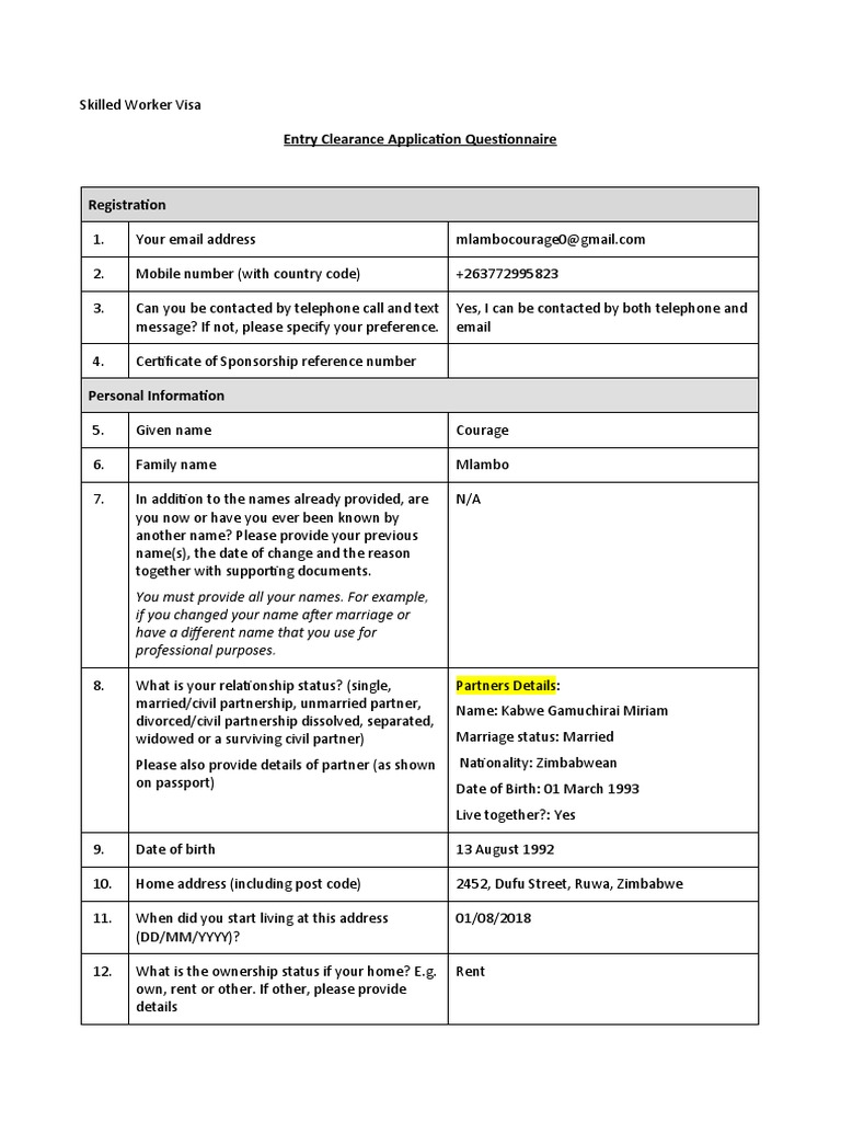 Skilled Worker EC Application Questionnaire.. | PDF | War Crime | Crimes