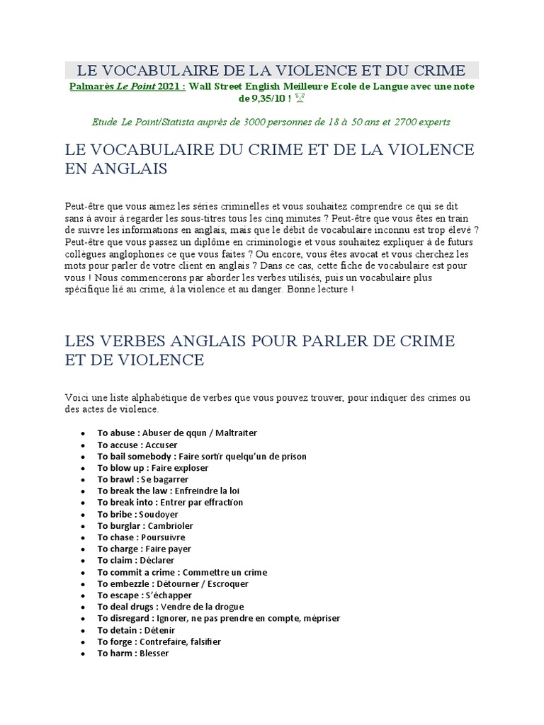 Vocabulaire De La Violence – Dictionnaire de la violence – AZBWA