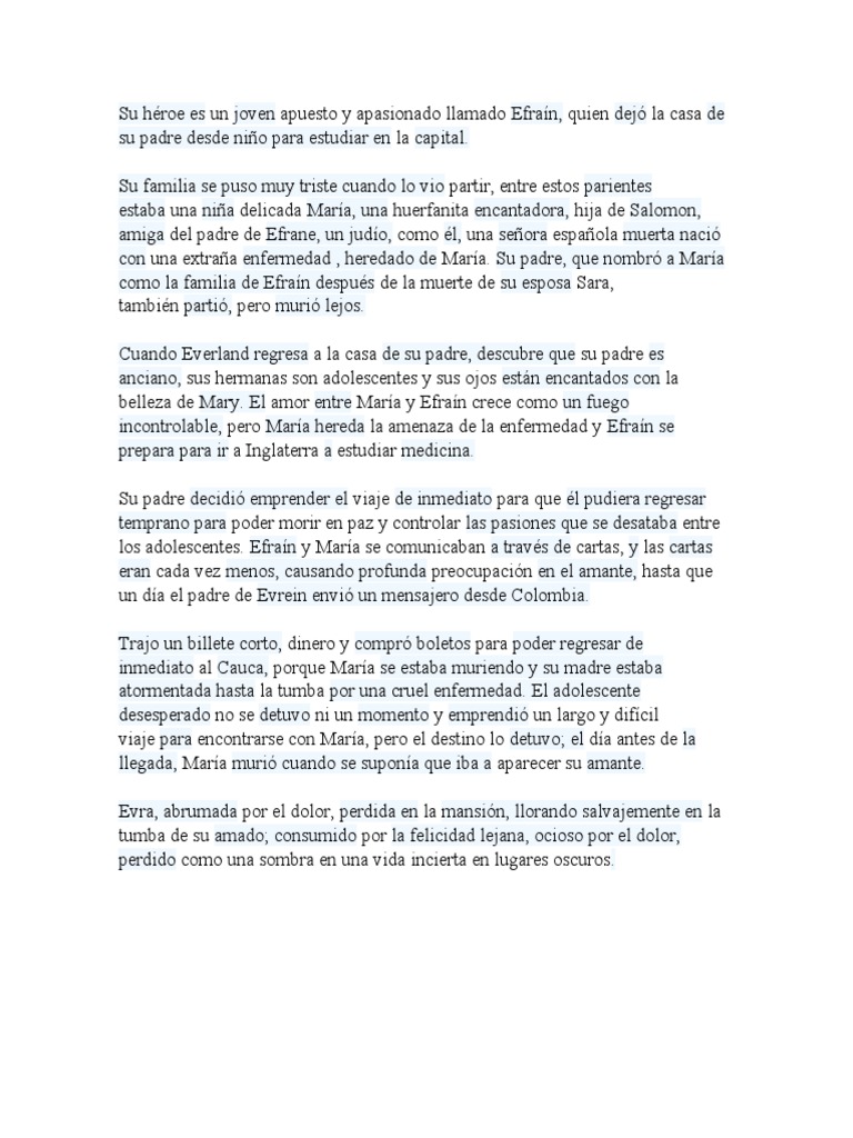 Resumen de La Maria de Jorge Isaac - 1686722386