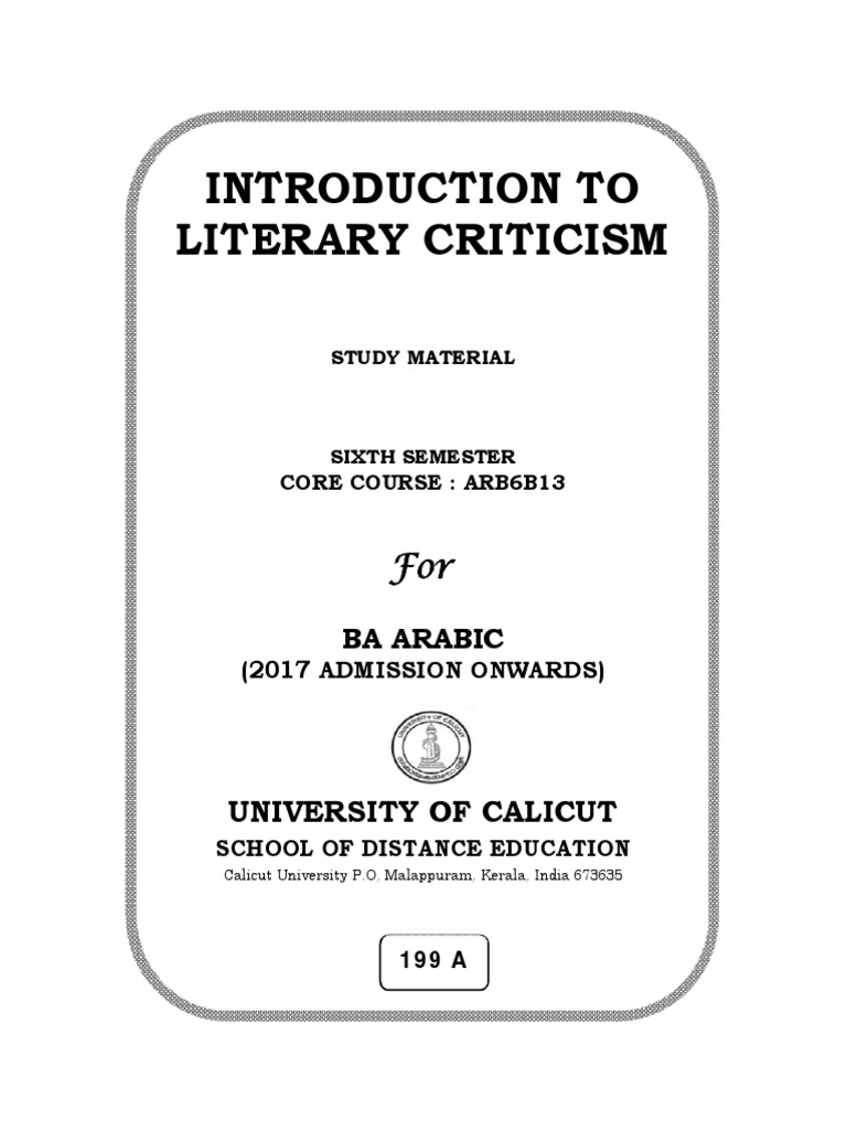 Introduction To Literary Criticism PDF