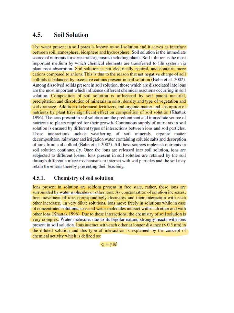 Chemistry Of Soil Solution Pdf