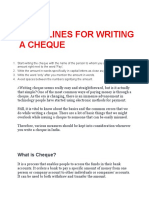 Guidelines To Write A Cheque