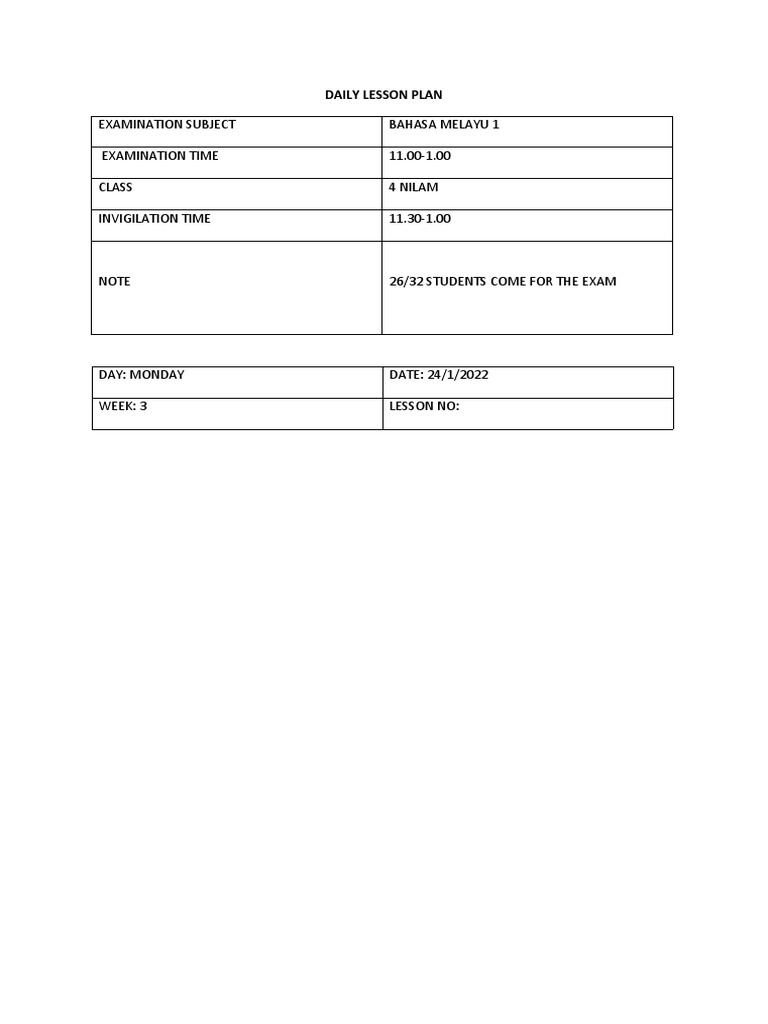 Daily Lesson Plan Overview | PDF | Lesson Plan | Question