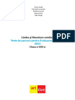 Teste de Parcurs Pentru Evaluarea Națională 2022: Limba Și Literatura Română