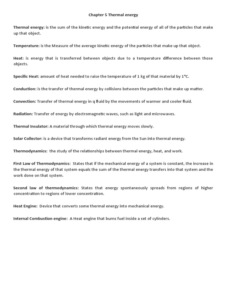 Science Vocabulary PDF Heat Sound
