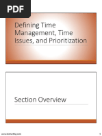 Section One - Defining Time Management, Time Issues, and Prioritization