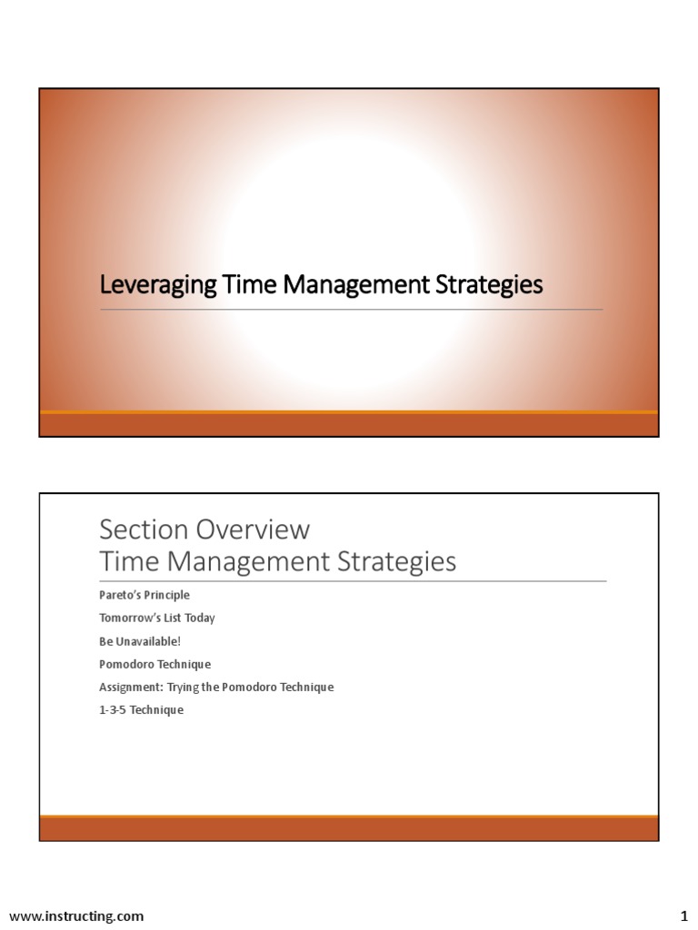 Section Two Leveraging Time Management Strategies PDF Time