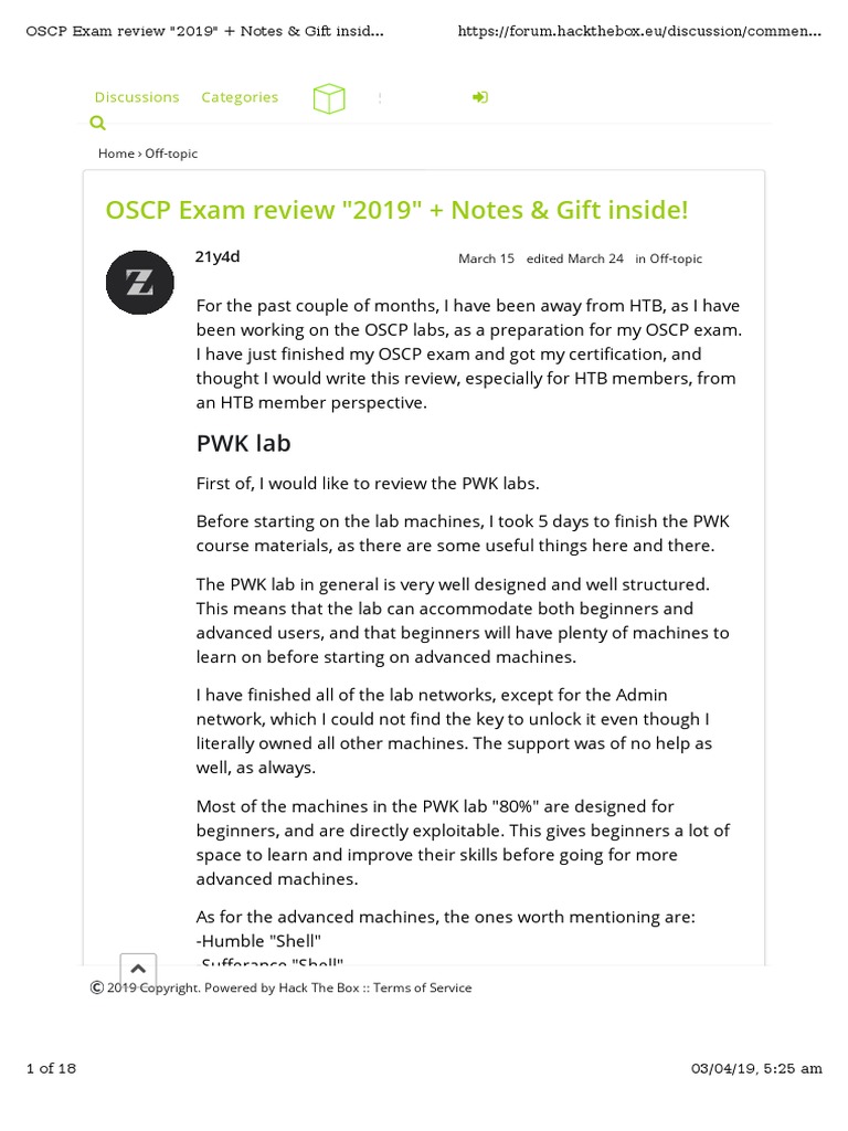 Htb Oscp Review Pdf Penetration Test Computer Security