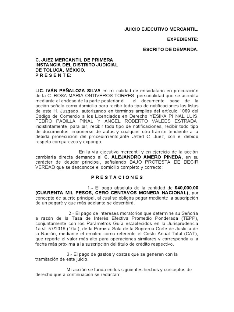 Juicio Ejecutivo Mercantil | PDF | Demanda judicial | México