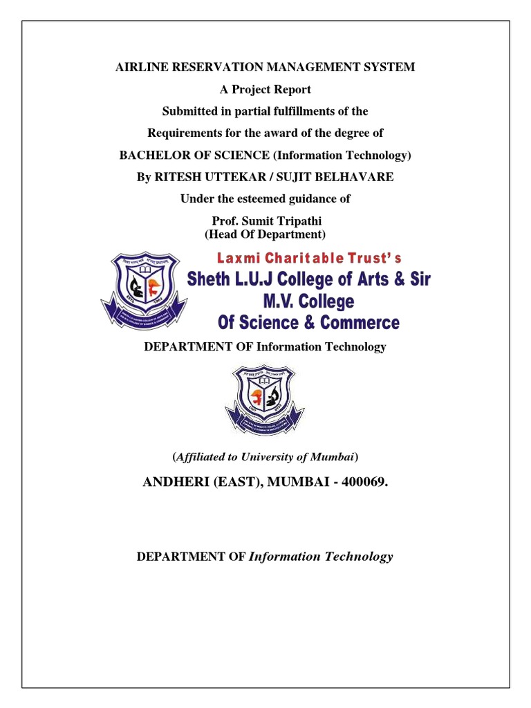 AIRLINE RESERVATION MANAGEMENT SYSTEM Ritesh Sujit | PDF | Software ...