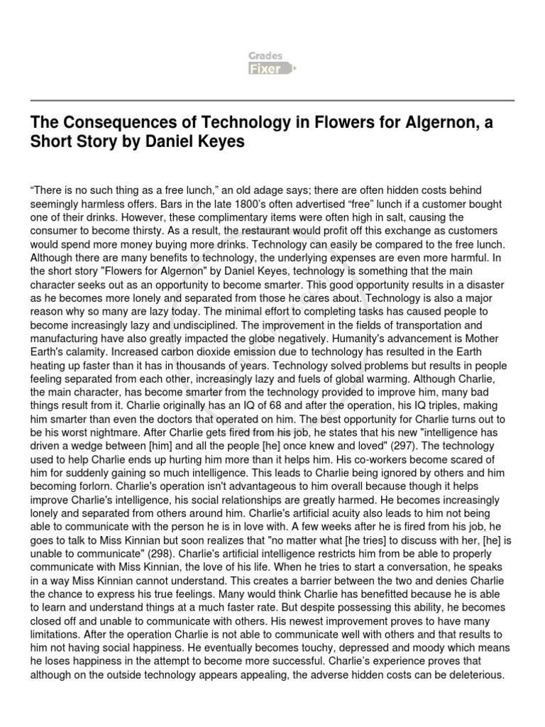 The Consequences of Technology in Flowers For Algernon, A Short Story