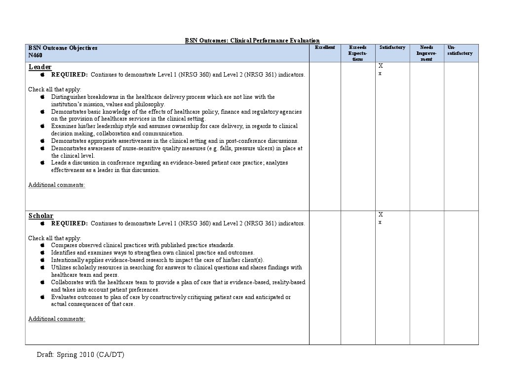 BSN Clinical Performance Evaluation 2010 | PDF | Evidence Based ...