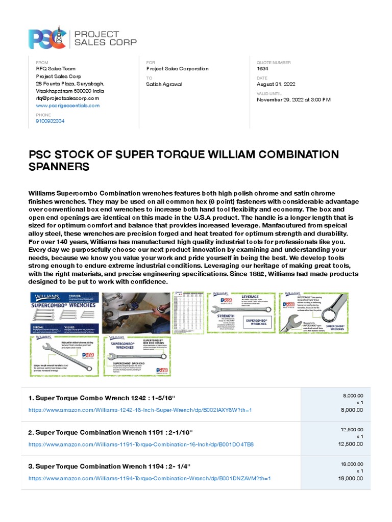 Stock - Combination Wrenches | PDF