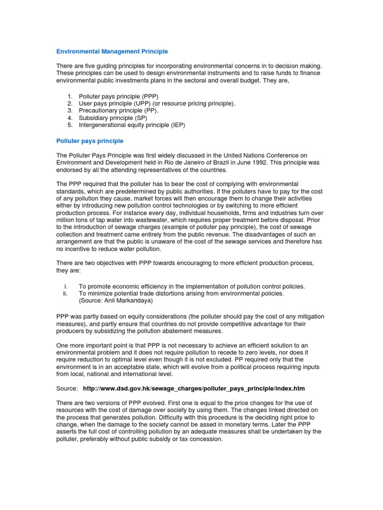 Key Principles of Environmental Management | PDF