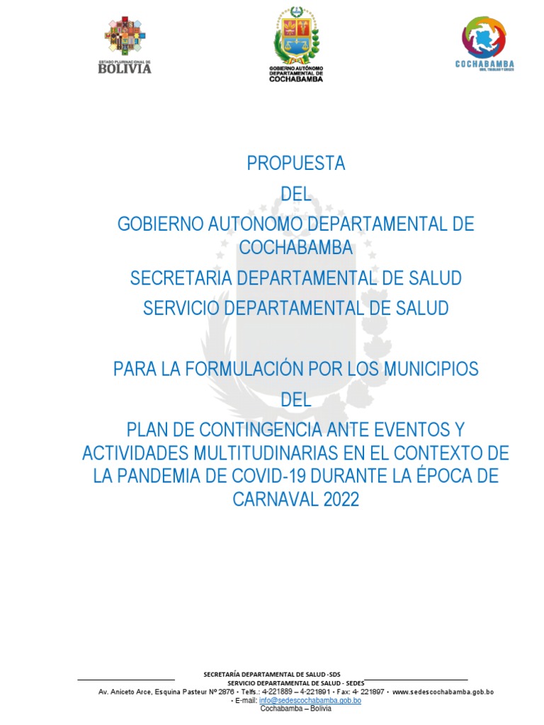 Plan de Contingencia COVID-19 Carnaval 2022 | PDF | Ciencias de la ...