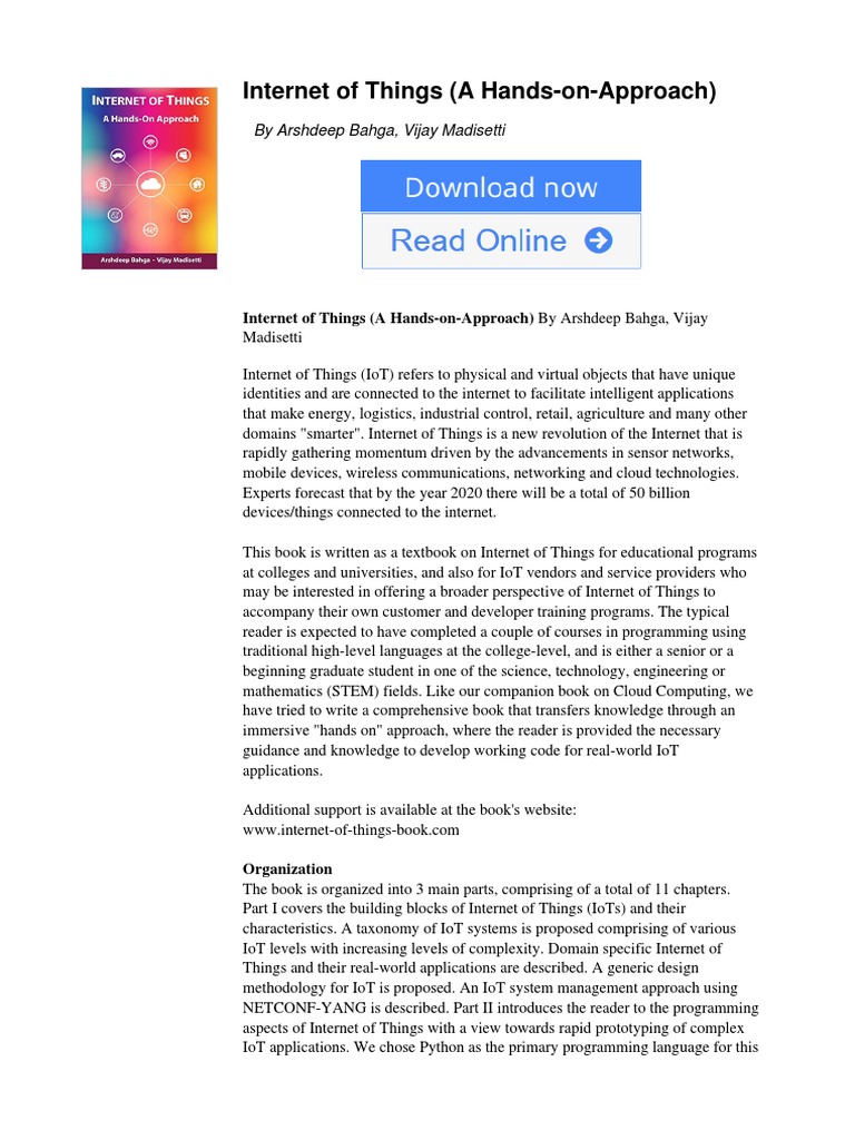 IoT: A Hands-on Approach Overview | PDF | Internet Of Things | Internet
