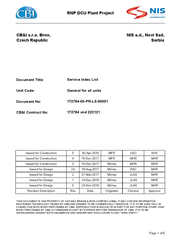 RNP DCU Plant Project Service Index | PDF | Cracking (Chemistry) | Water