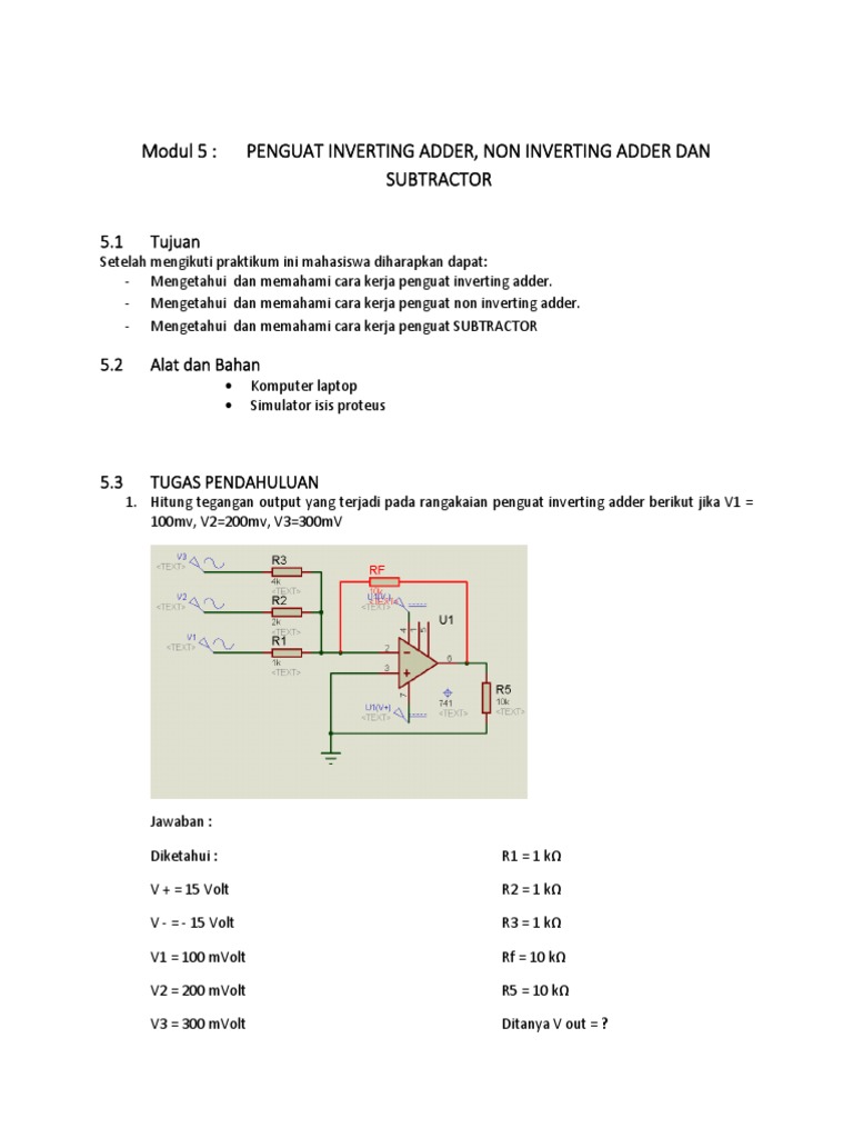 Penguat Inverting, Non-Inverting, Subtractor | PDF