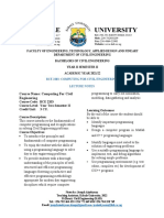 BCE 2203 Copmuting For Civil Engineering Course Outline