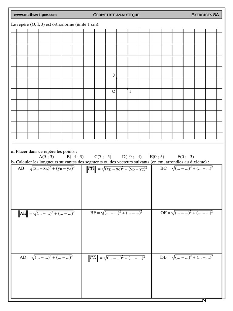 Distance entre vecteurs et points | PDF | Algèbre générale | Géométrie