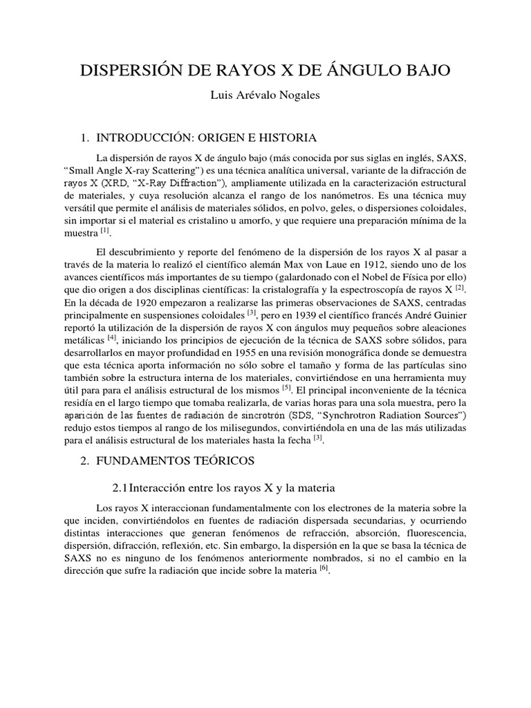 Dispersion de rayos x de angulo bajo pdf cristalograf a de rayos x