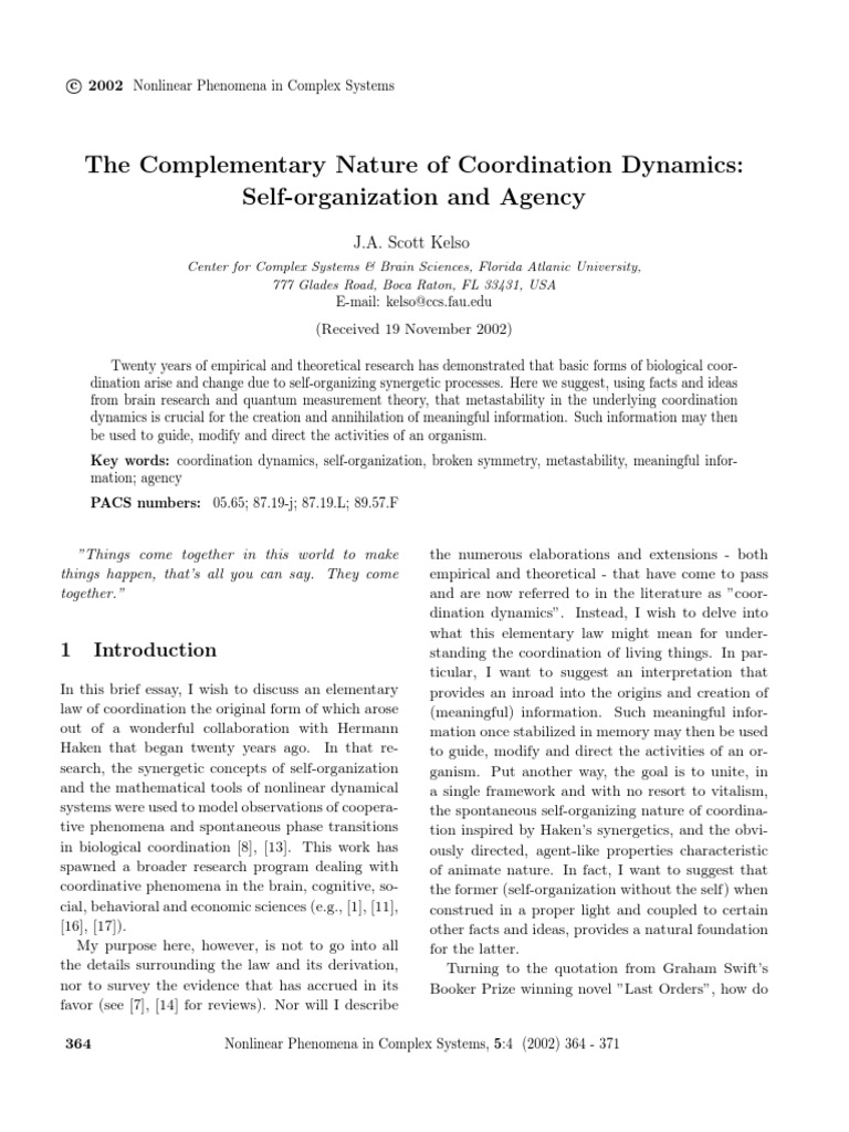 Coordination Dynamics in Complex Systems | PDF | Neural Oscillation ...