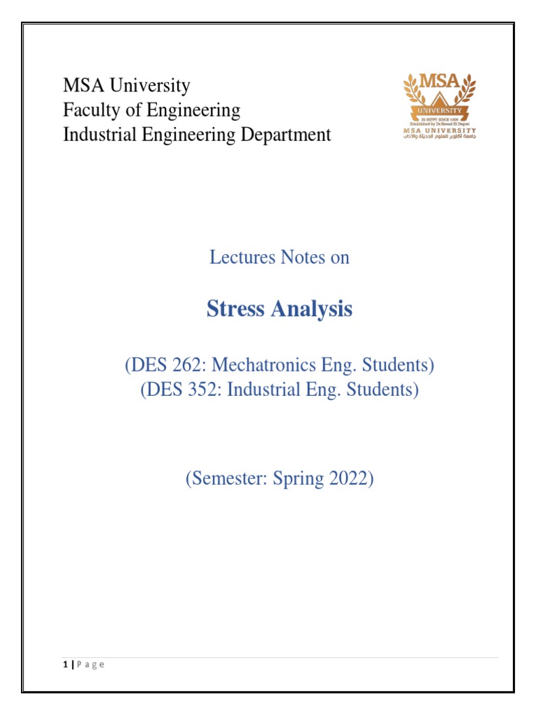 Stress Analysis in Structural Members | PDF | Stress (Mechanics ...