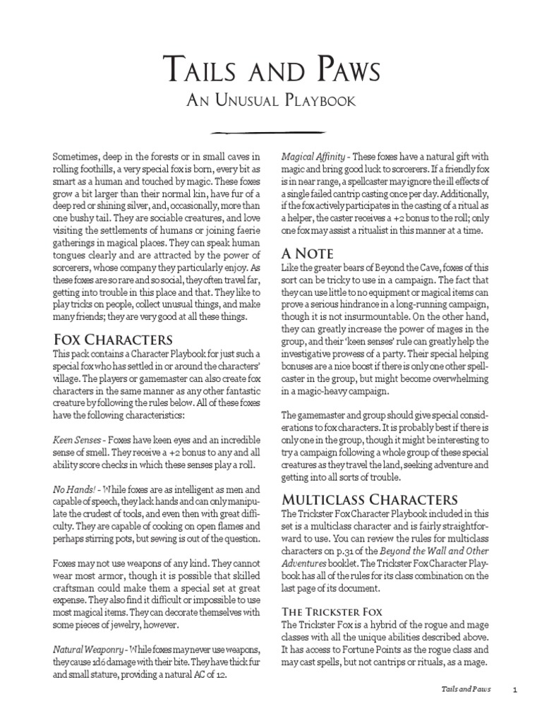 Tails and Paws PDF License Copyright