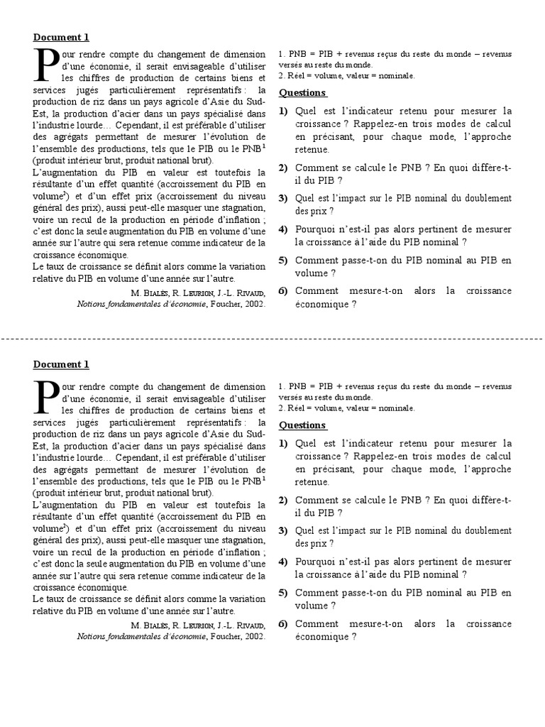 Mesurer la croissance économique : PIB et PNB | PDF | Produit intérieur ...