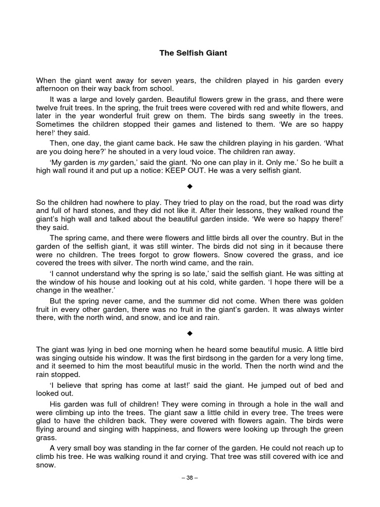 The Selfish Giant | PDF
