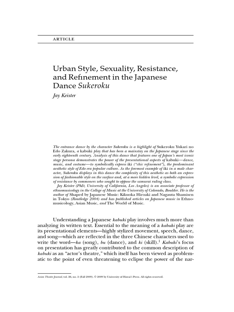 Urban Style Sexuality Resistance in The Japanese Dance Sukeroku Jay