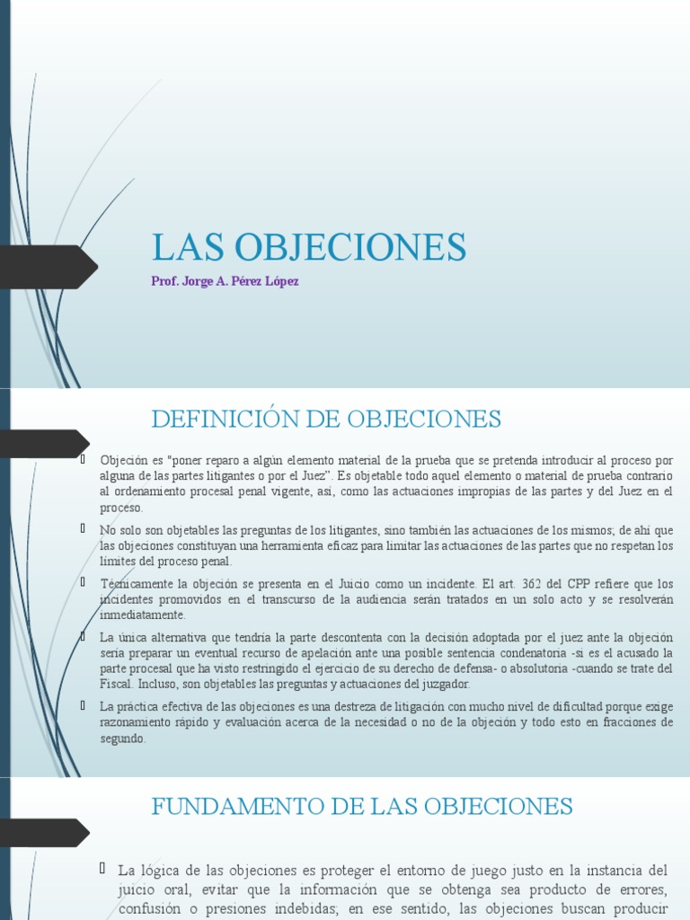 DPP3 - 7. Objeciones | PDF | Testigo | Ley procesal