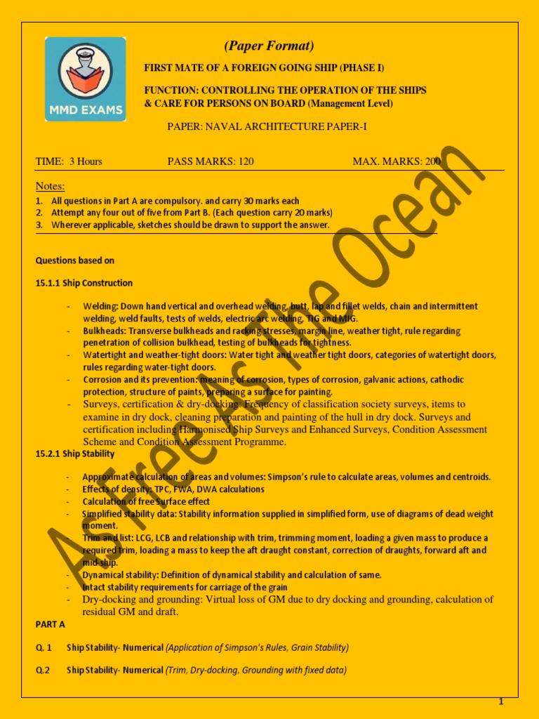 PI Nav Arch QP Updated Aug 2022 | PDF
