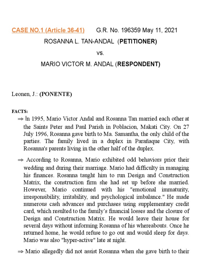Tan andal vs andal pdf psychology mental disorder