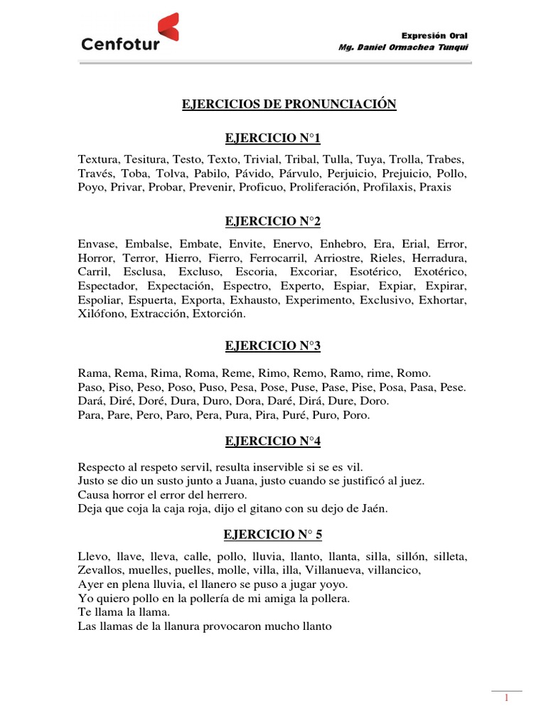 Ejercicios de Pronunciacion y Voz | PDF | Libros para adolescentes